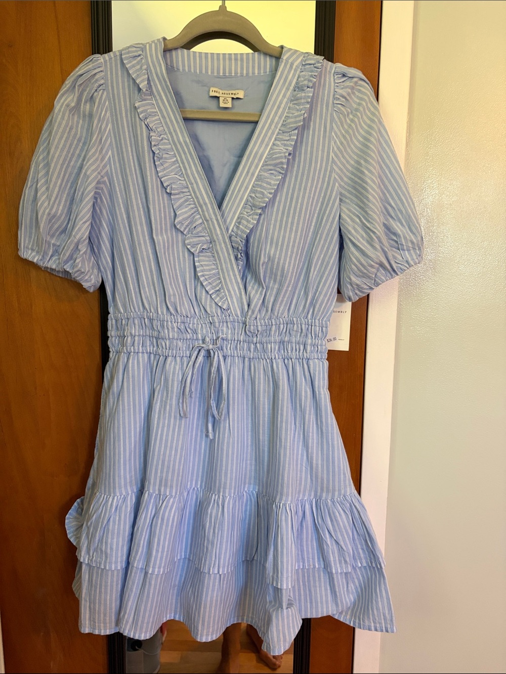 Free Assembly Light blue striped mini dress
